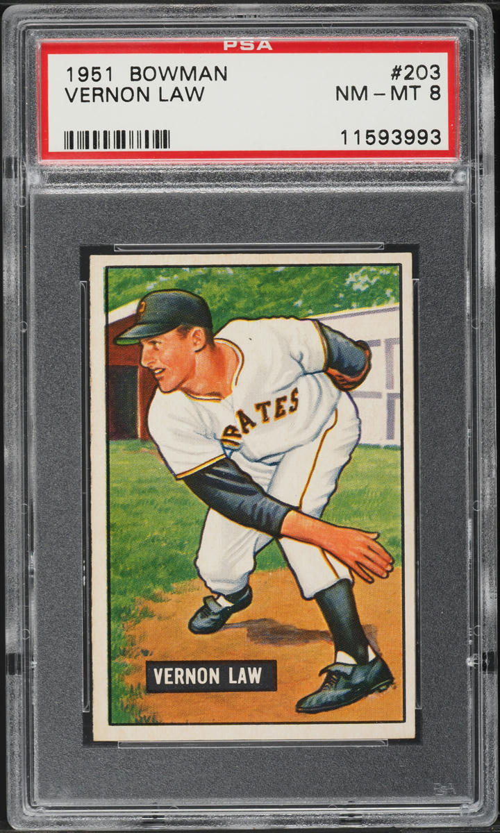 1951 Bowman Vernon Law #203 PSA 8 NM-MT
