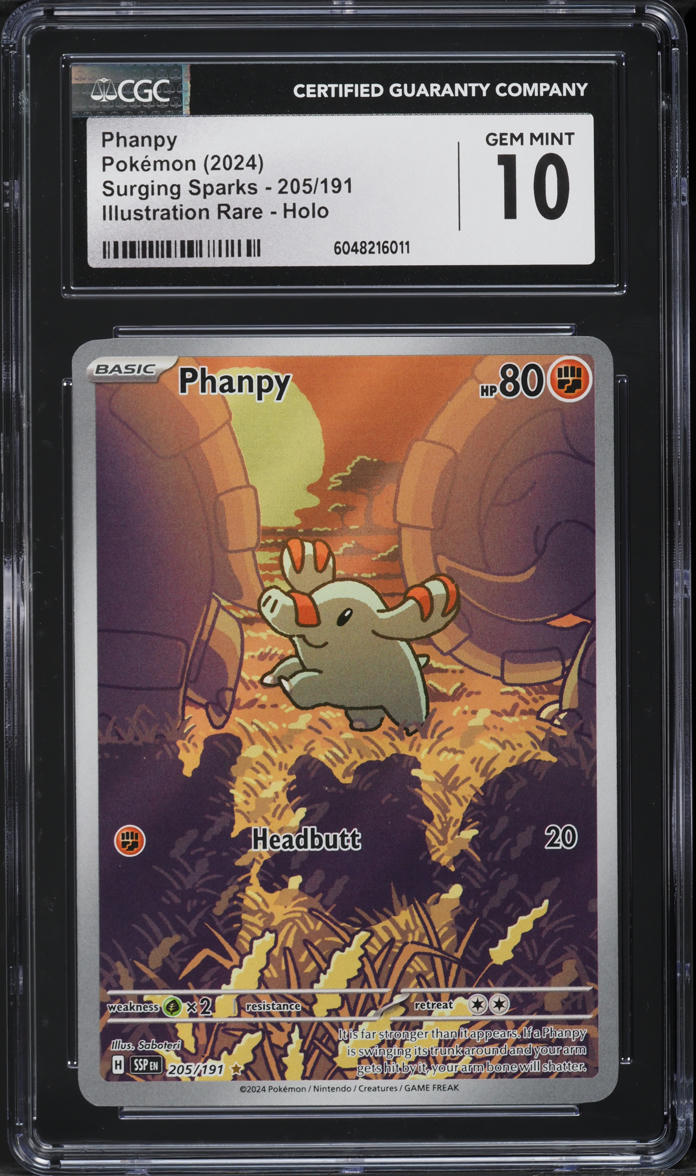 2024 Pokemon Scarlet & Violet Surging Sparks IR Phanpy #205 CGC 10 GEM MINT