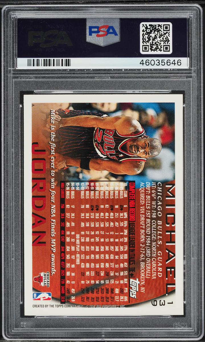 1996 Topps Basketball Michael Jordan #139 PSA 10 GEM MINT