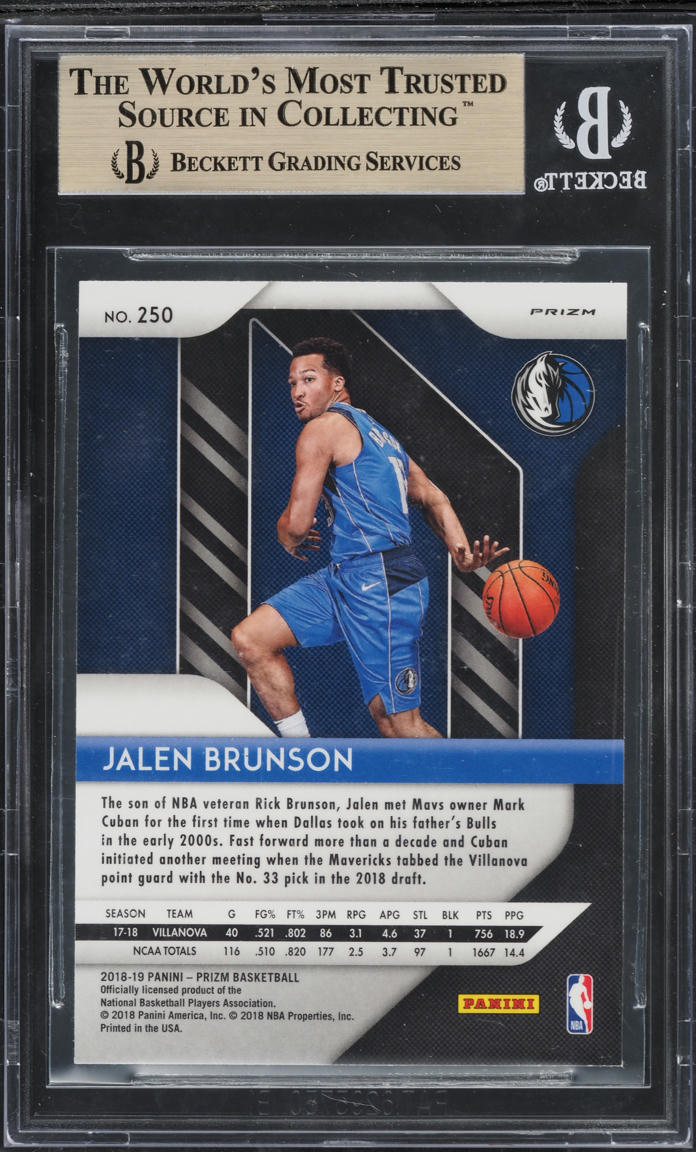 2018 Panini Prizm Silver Jalen Brunson ROOKIE #250 BGS 9.5 GEM MINT