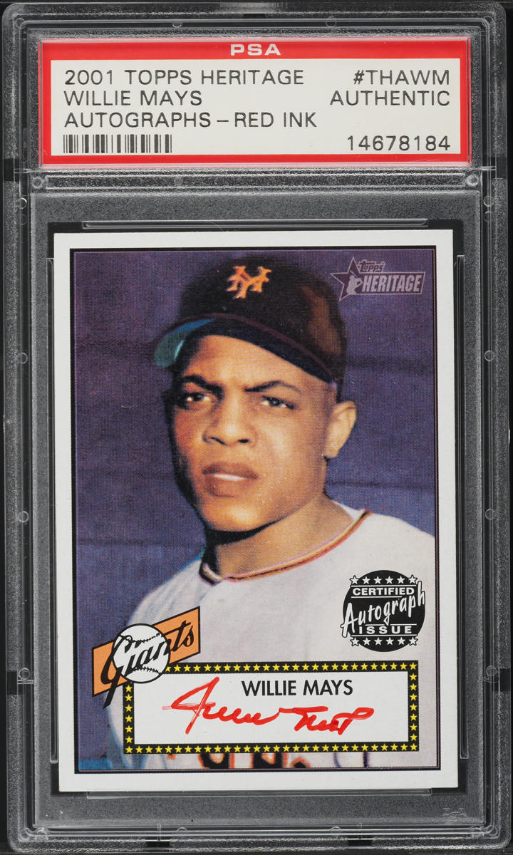 2001 Topps Heritage Red Ink Willie Mays AUTO #THA-WM PSA AUTH