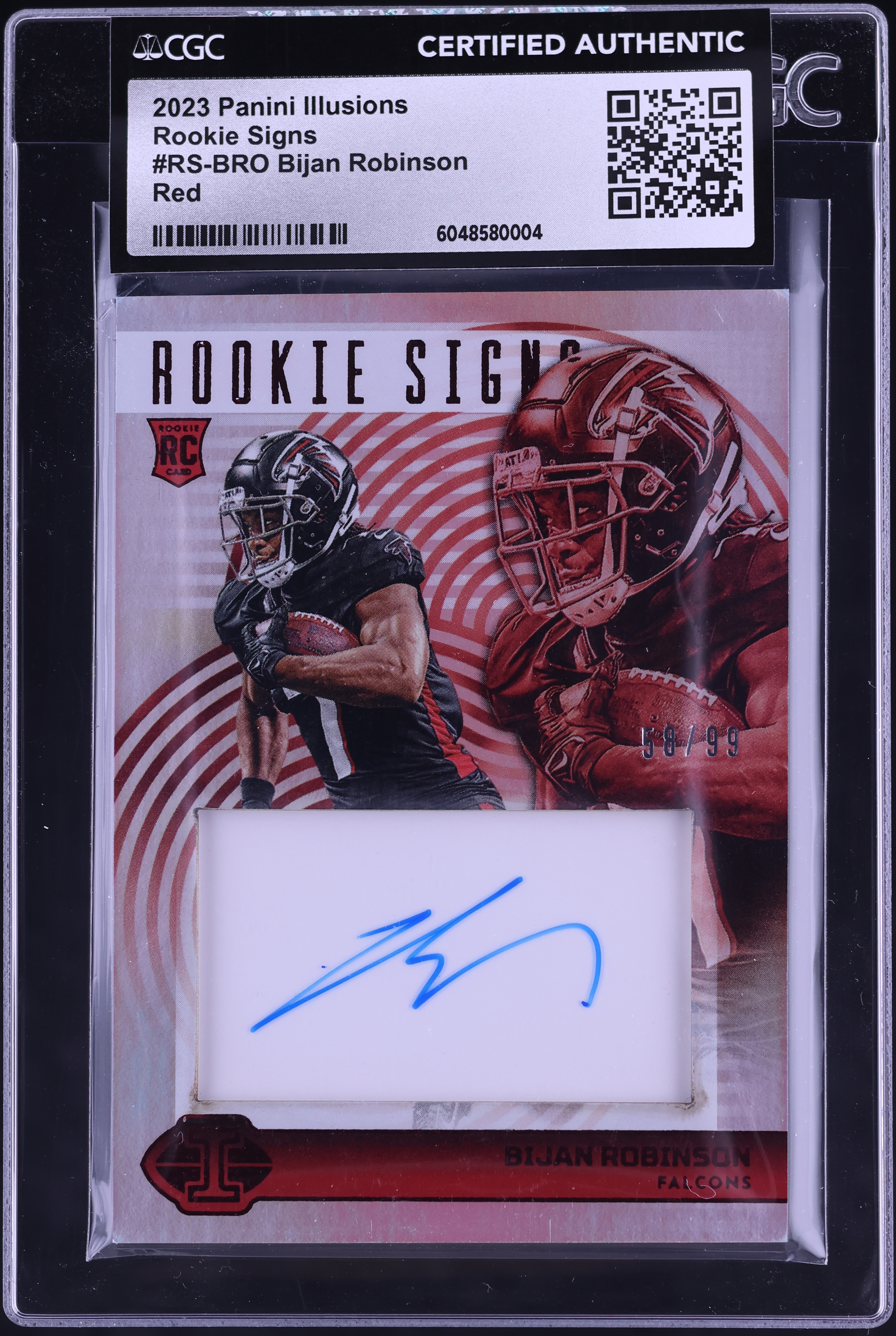 2023 Panini Illusions Signs Red Bijan Robinson ROOKIE AUTO /99 #RS