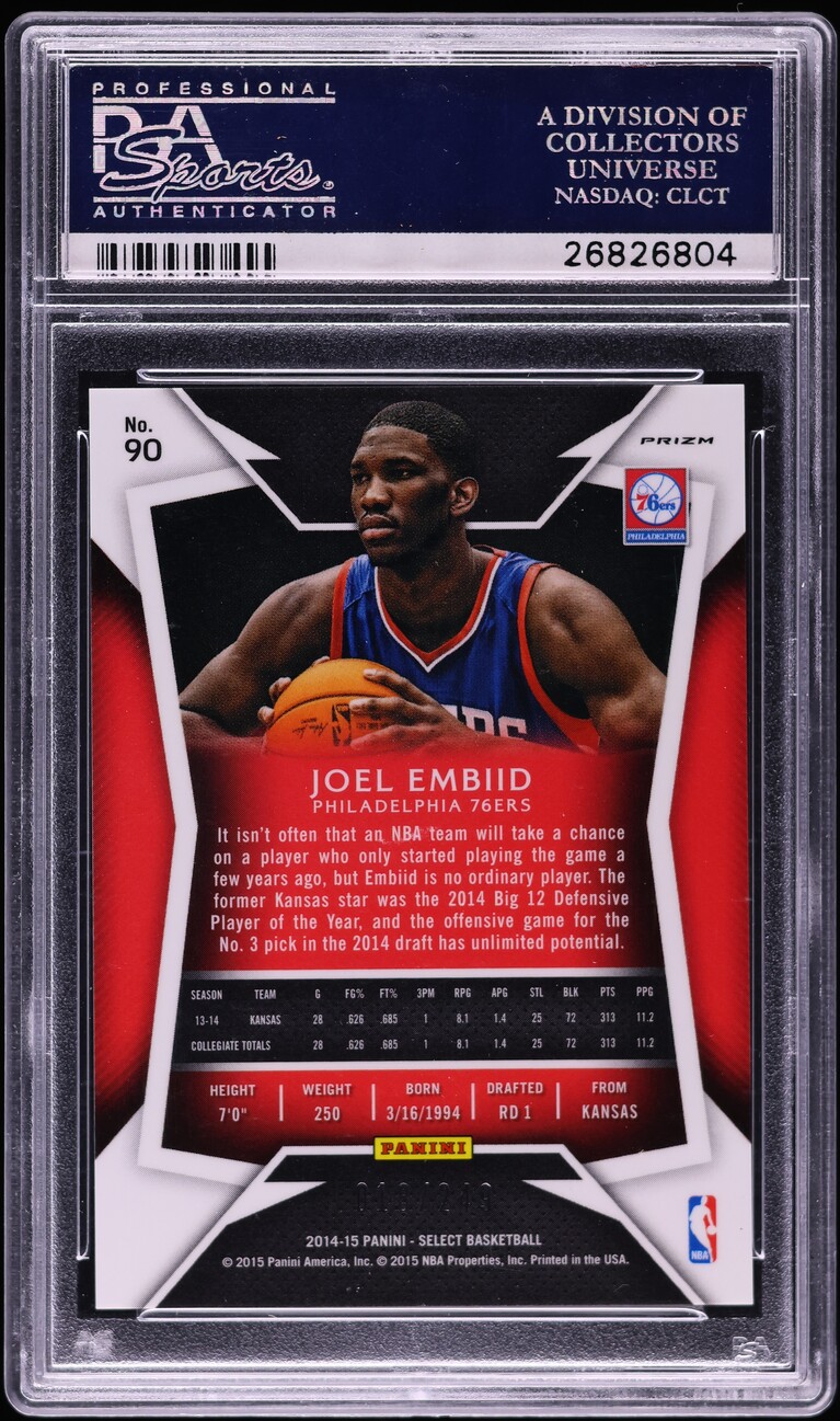 2014 Select Blue Prizm Joel Embiid ROOKIE /249 #90 PSA 10 GEM MINT
