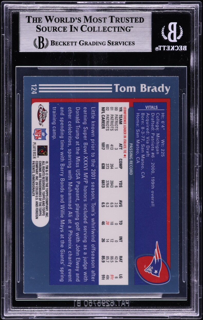 2003 Topps Chrome Tom Brady #124 BGS 9 MINT
