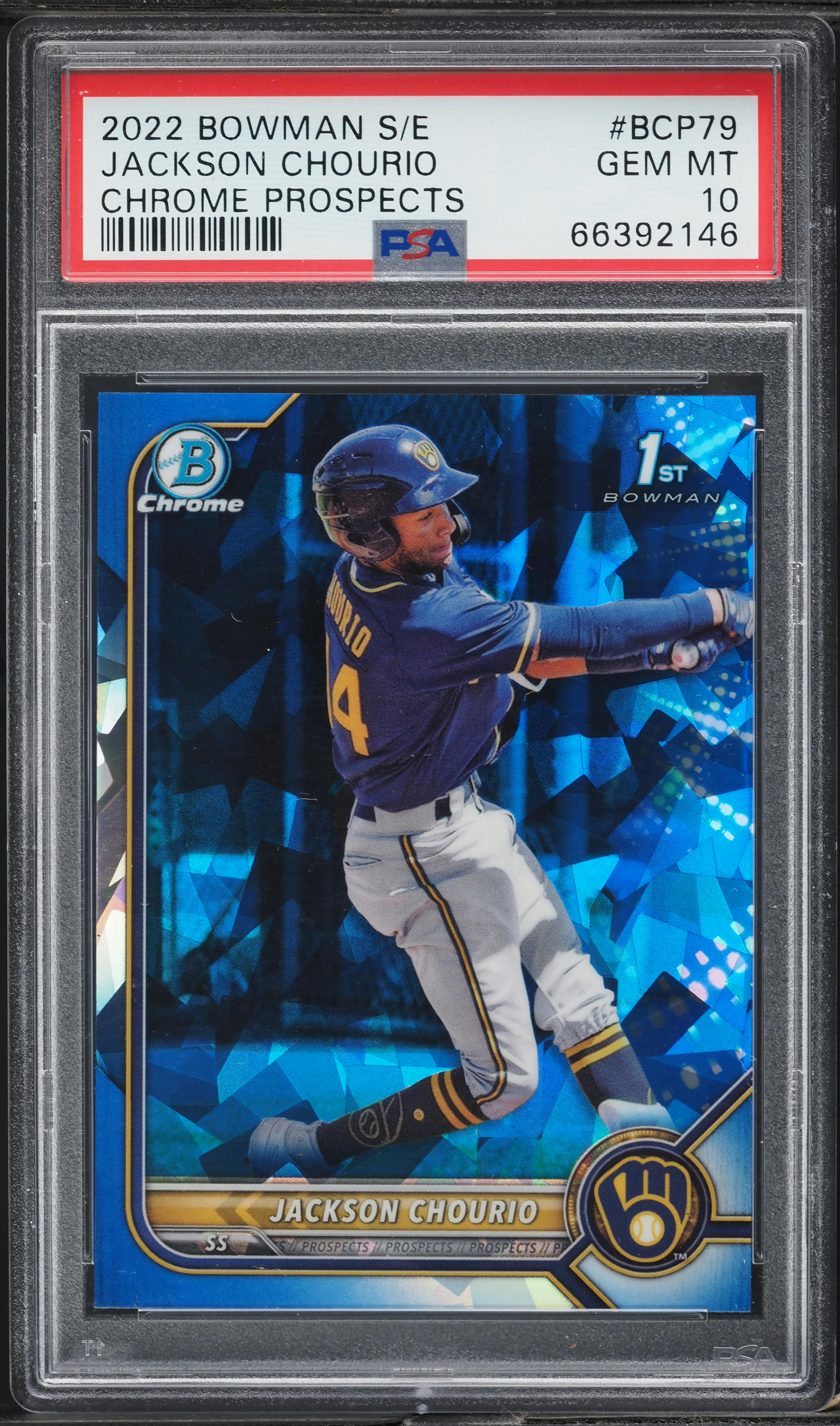 2022 Bowman Chrome Sapphire Jackson Chourio PROSPECT #BCP-79 PSA
