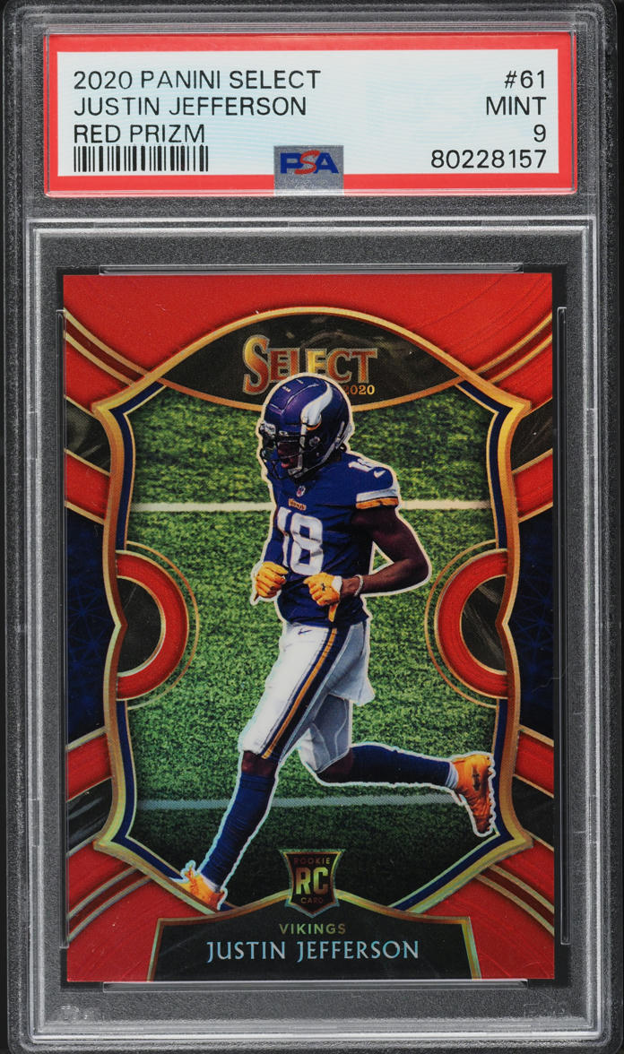 2020 Select Concourse Red Prizm Justin Jefferson ROOKIE /99 #61 PSA 9 MINT