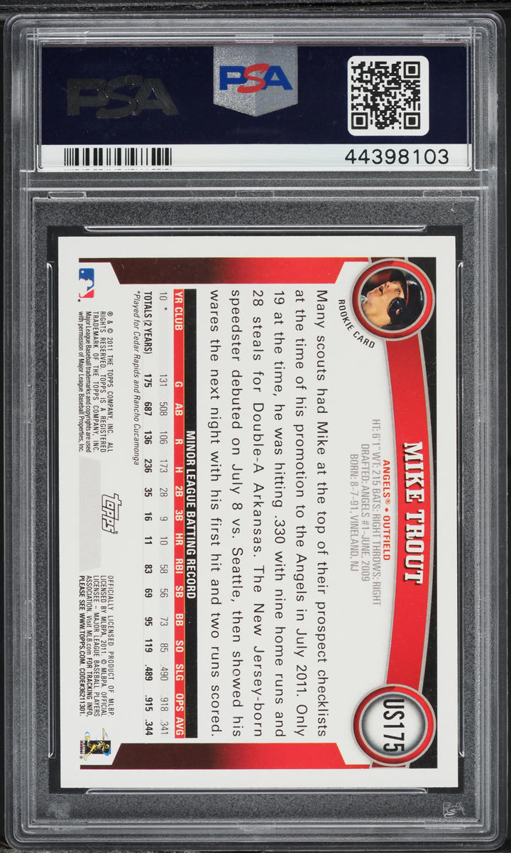 2011 Topps Update Mike Trout ROOKIE #US175 PSA 10 GEM MINT