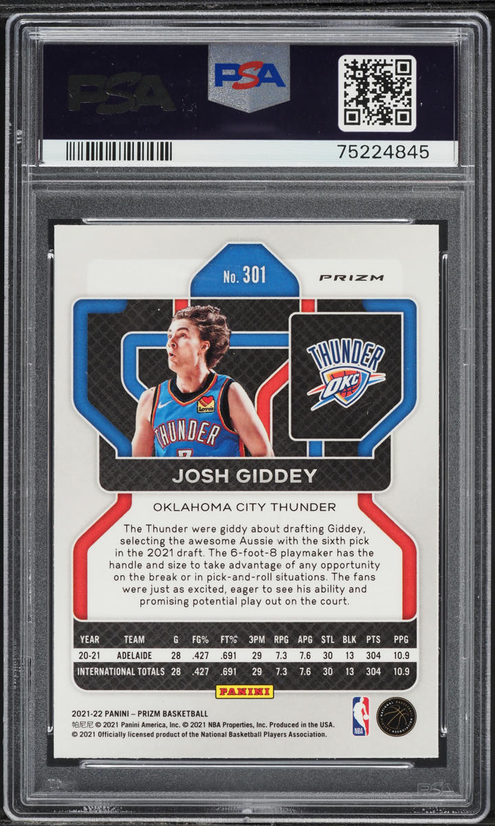 2021 Panini Prizm Pink Ice Josh Giddey ROOKIE #301 PSA 10 GEM MINT