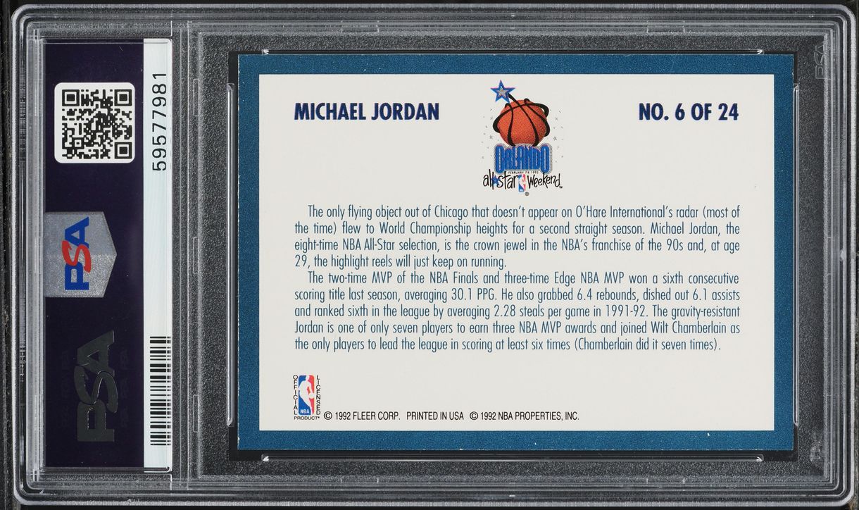 1992 Fleer All-Stars Michael Jordan #6 PSA 9 MINT on Fanatics Collect