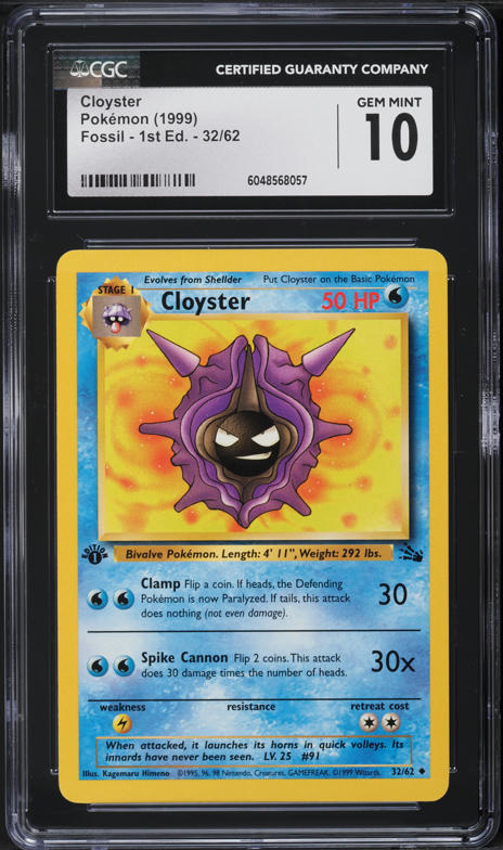1999 Pokemon Fossil 1st Edition Cloyster #32 CGC 10 GEM MINT