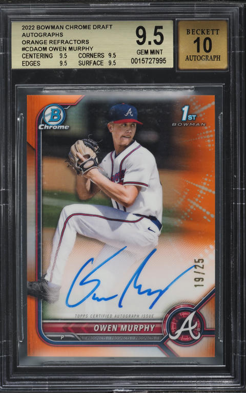 2022 Bowman Chrome Orange Refractor Owen Murphy PROSPECT AUTO /25