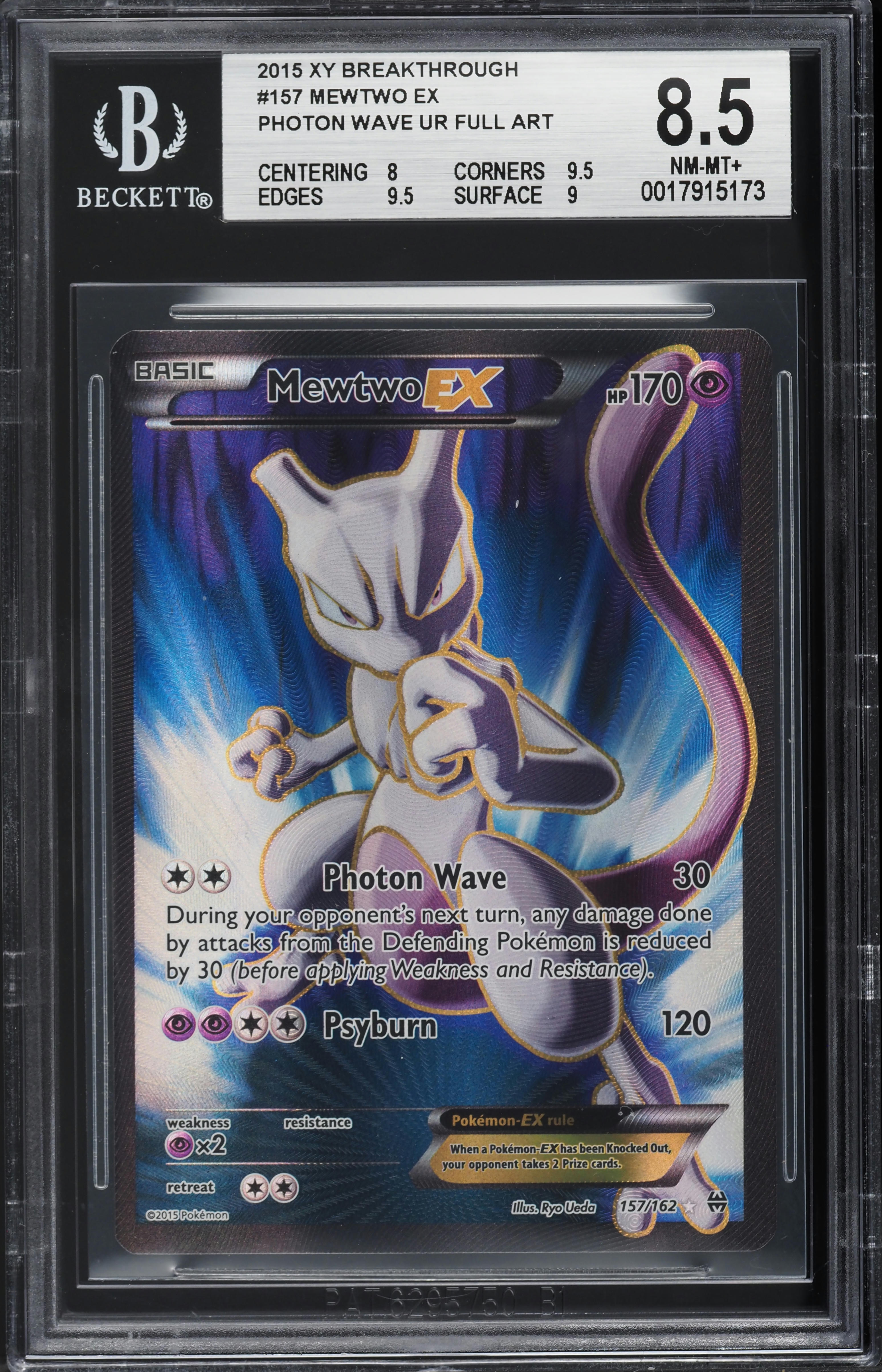 2015 Pokemon XY BREAKthrough Full Art Mewtwo EX #157 BGS 8.5 NM