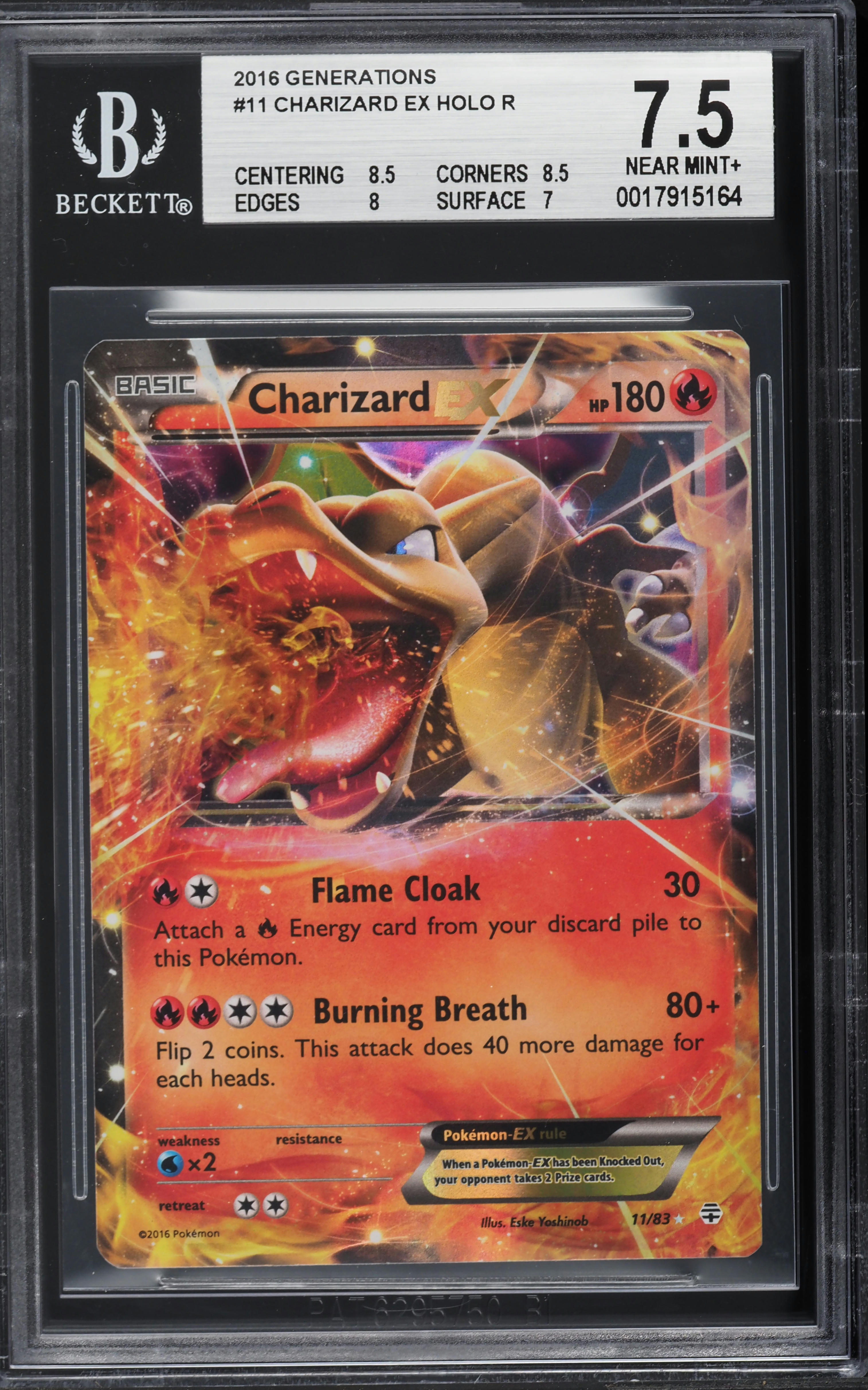 2016 Pokemon XY Generations Charizard EX #11 BGS 7.5 NRMT+ on