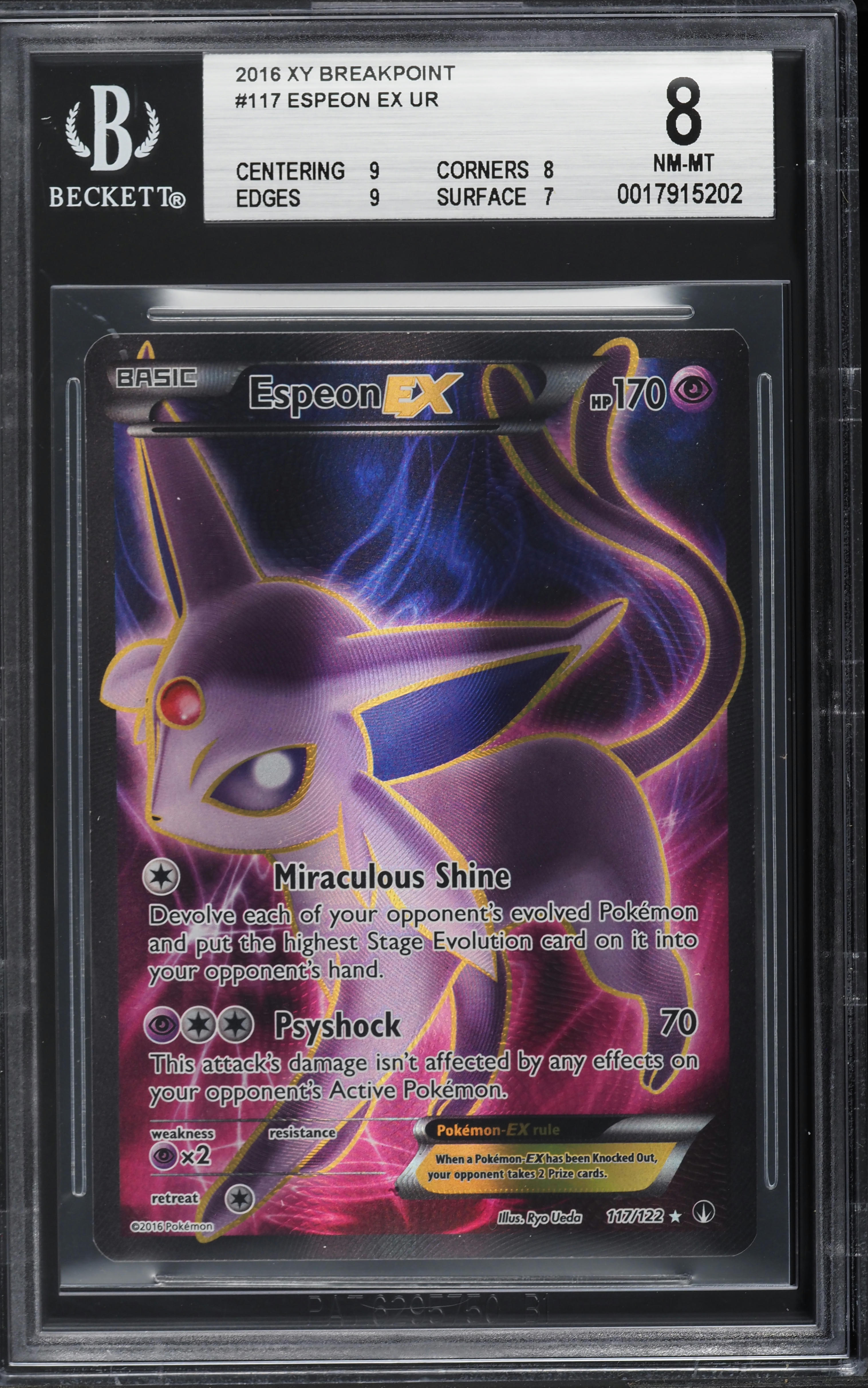 Pokemon XY BREAKpoint Espeon EX #117 (cgc - NM/Mint 8 (4197272058))