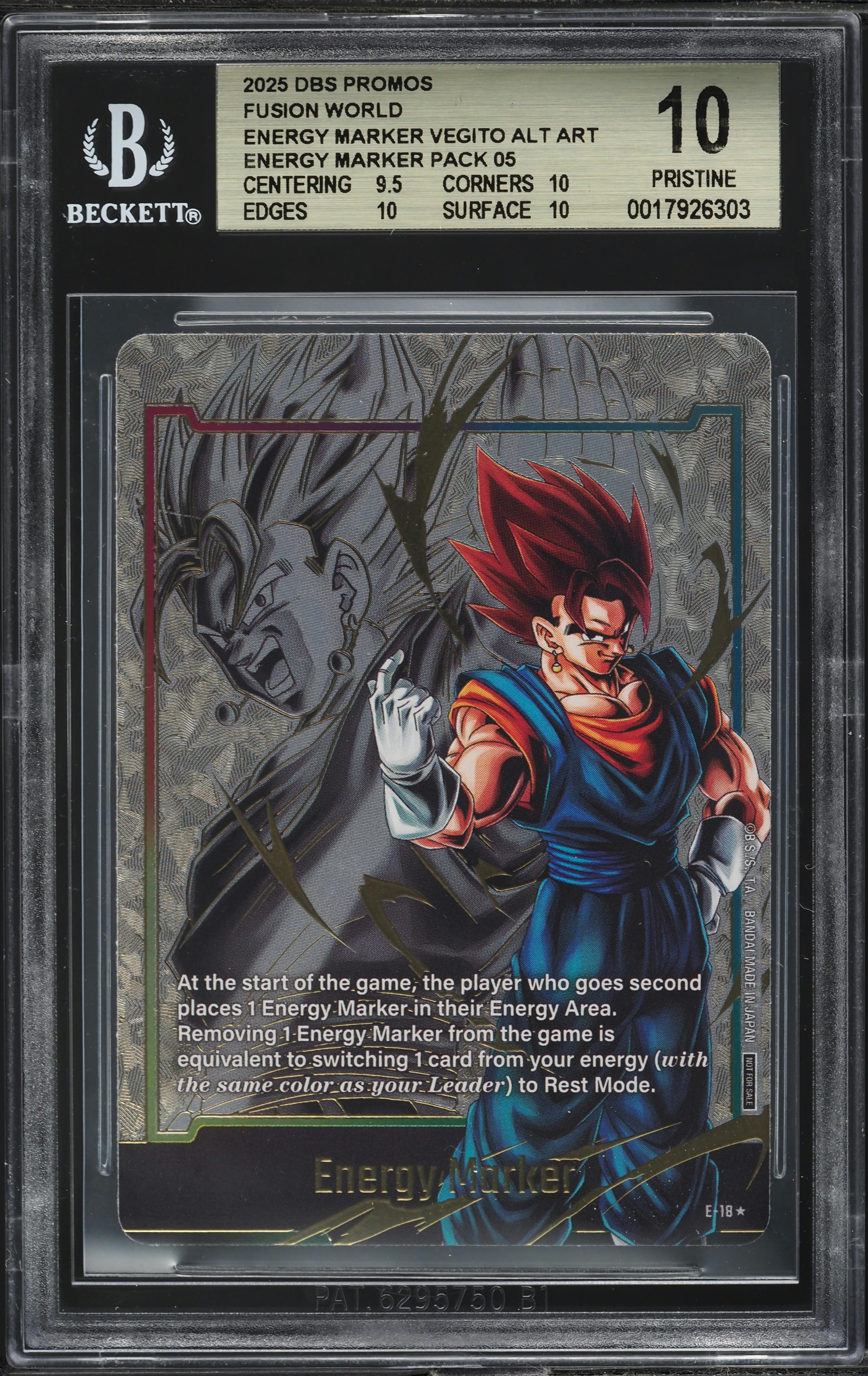 2025 Dragon Ball S Fusion World Promo Energy Marker Vegito #E18 BGS 10  PRISTINE on Fanatics Collect