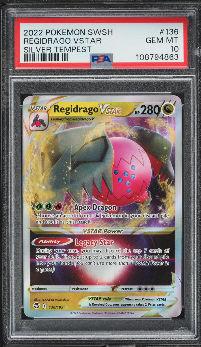 2022 Pokemon Sword & Shield Silver Tempest Regidrago VSTAR #136 PSA 10 GEM MINT