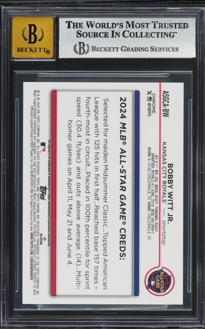 2024 Topps Chrome Update '24 All-Star Game Orange Bobby Witt Jr. AUTO /25 BGS 9