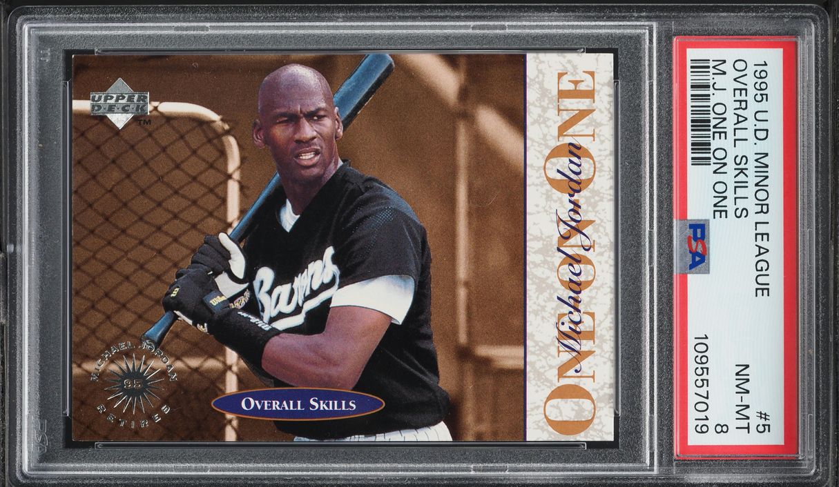 1995 Upper Deck Minor League One On One Michael Jordan #5 PSA 8 NM-MT