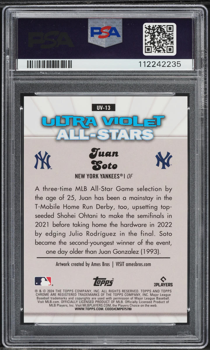 2024 Topps Chrome Ultraviolet All-Stars Green Juan Soto /99 #UV13 PSA 10 GEM