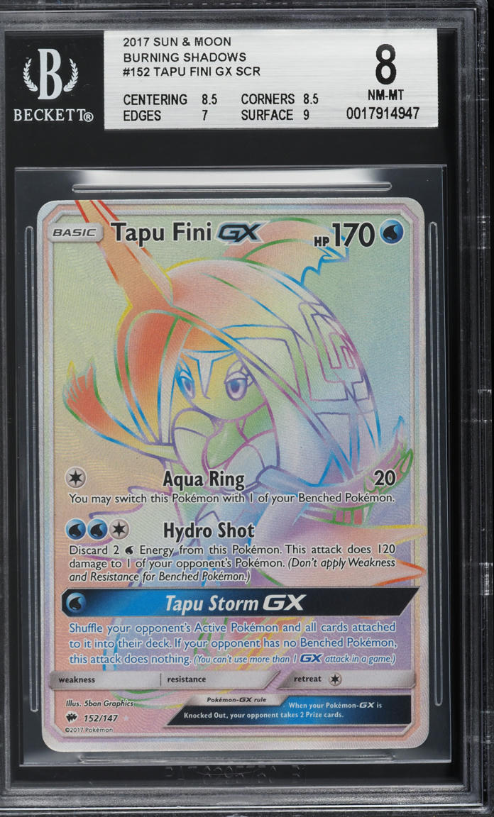 2017 Pokemon Sun & Moon Burning Shadows Hyper Rare Tapu Fini GX #152 BGS 8 NM-MT on Fanatics Collect 2017 Pokemon Sun & Moon Burning Shadows Hyper Rare Tapu Fini GX #152 BGS 8 NM-MT on Fanatics Collect