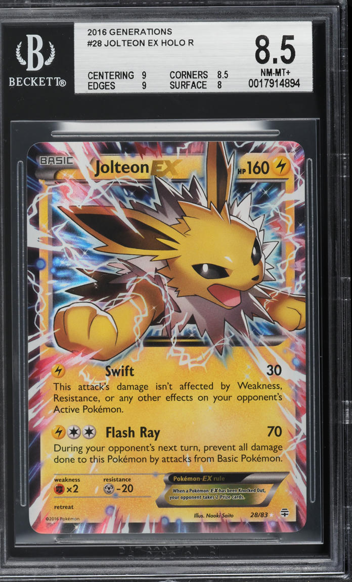 2016 Pokemon XY Generations Jolteon EX #28 BGS 8.5 NM-MT+ on Fanatics Collect 2016 Pokemon XY Generations Jolteon EX #28 BGS 8.5 NM-MT+ on Fanatics Collect