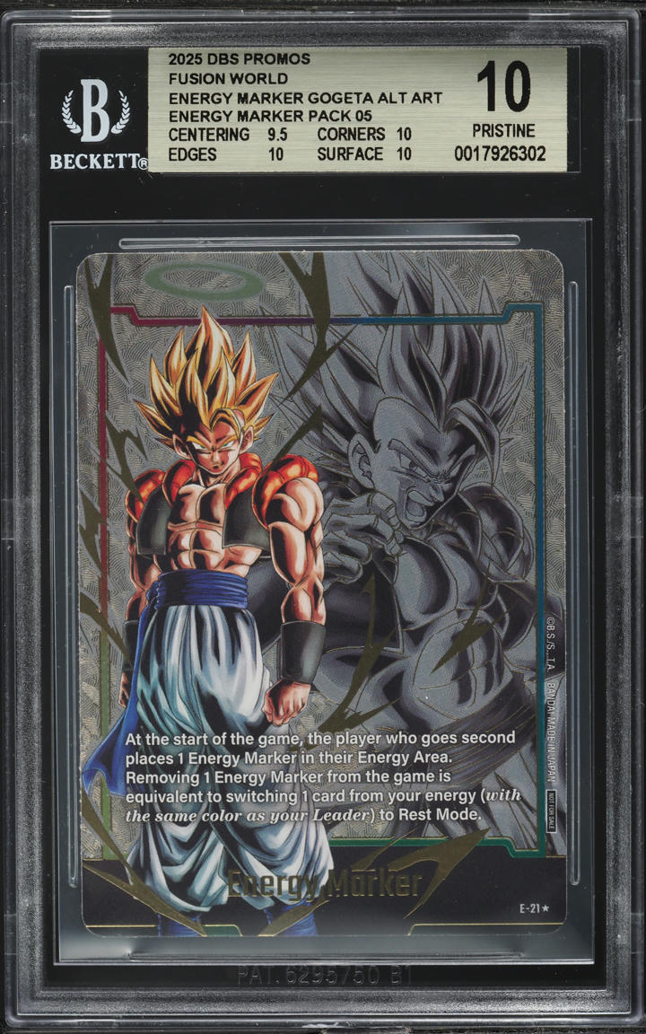2025 Dragon Ball S Fusion World Promos Energy Marker Gogeta #E21 BGS 10 PRISTINE