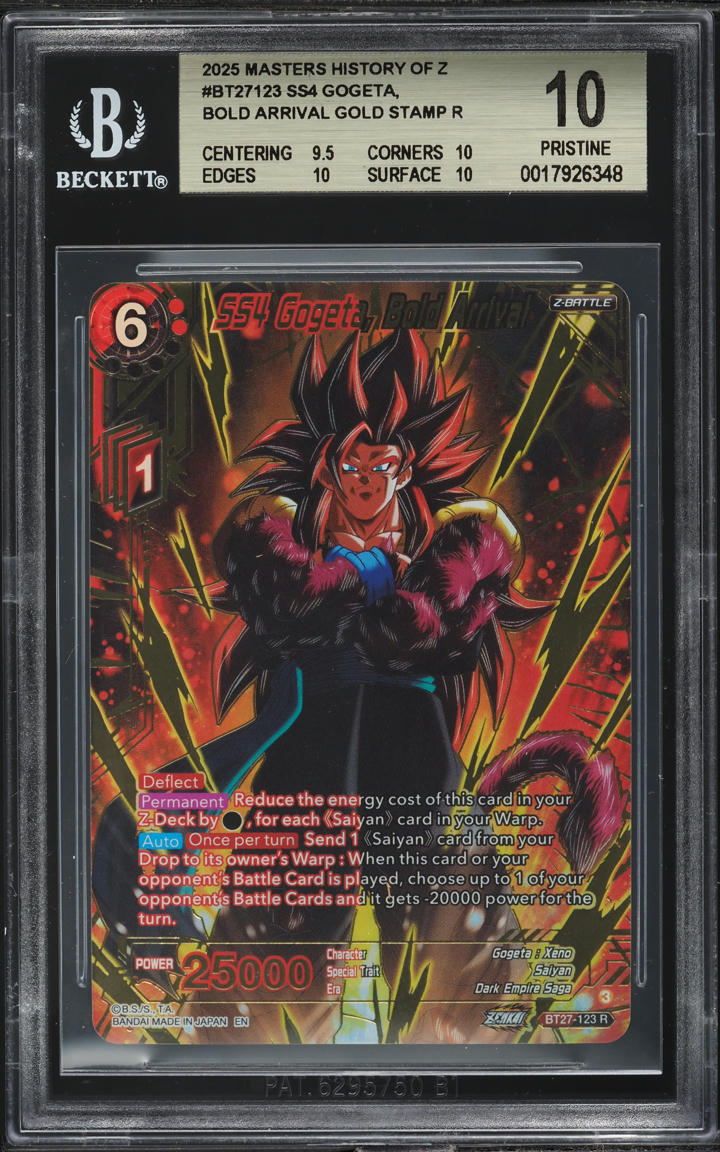 2025 Dragon Ball S Gold Stamp SS4 Gogeta, Bold Arrival #BT27123 BGS 10  PRISTINE on Fanatics Collect