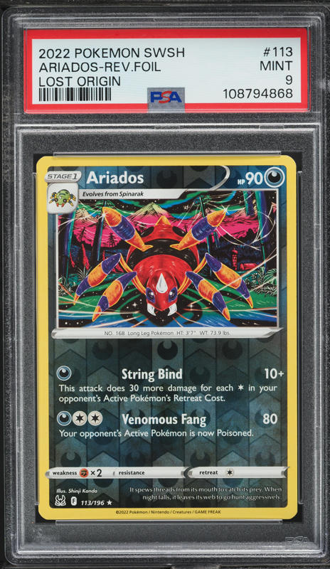 2022 Pokemon Sword & Shield Lost Origin Reverse Holo Ariados #113