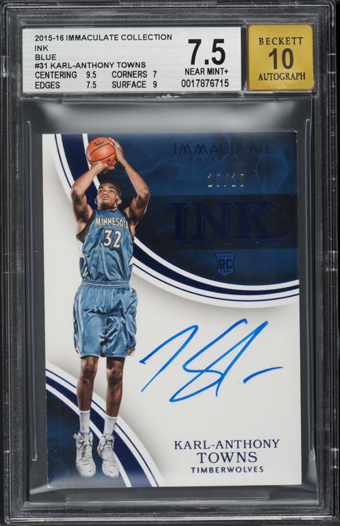 2015 National Treasures Karl-Anthony Towns ROOKIE RC PATCH AUTO