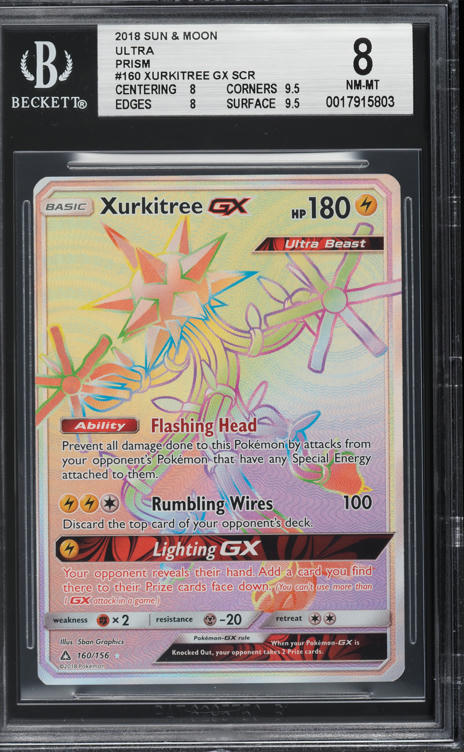 2018 Pokemon Sun & Moon Ultra Prism Hyper Rare Xurkitree GX #160 BGS 8  NM-MT on Fanatics Collect
