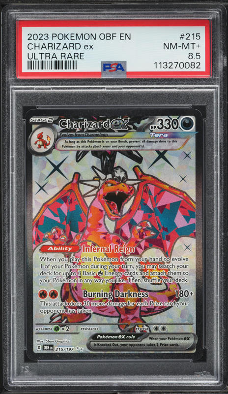 2023 Pokemon SV Obsidian Flames Full Art Charizard ex #215 PSA 8.5