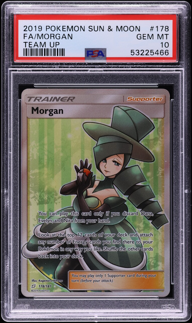 2019 Pokemon Sun & Moon Team Up Full Art Morgan #178 PSA 10 GEM MINT