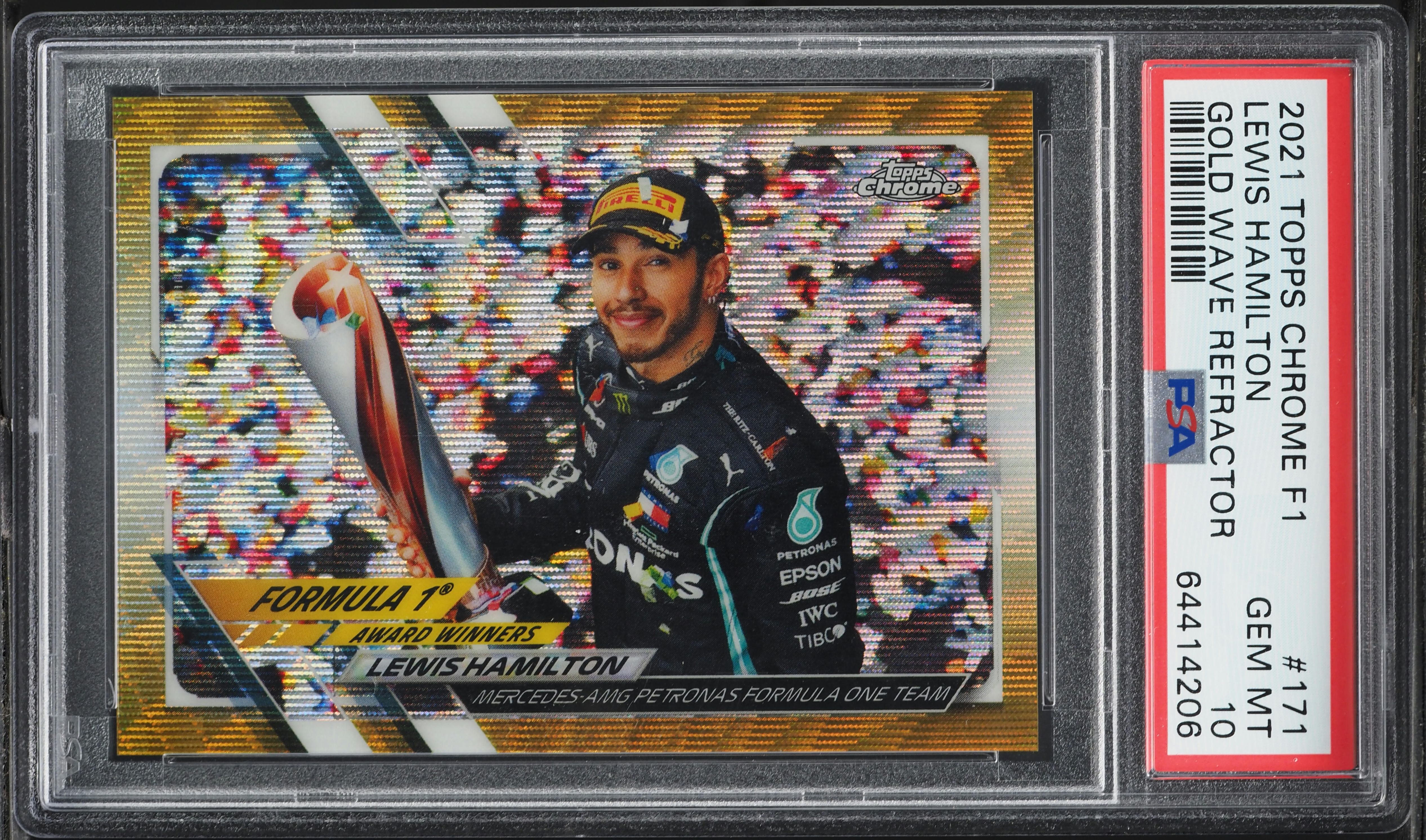 2021 Topps Chrome Formula 1 Gold Wave Refractor Lewis Hamilton /50
