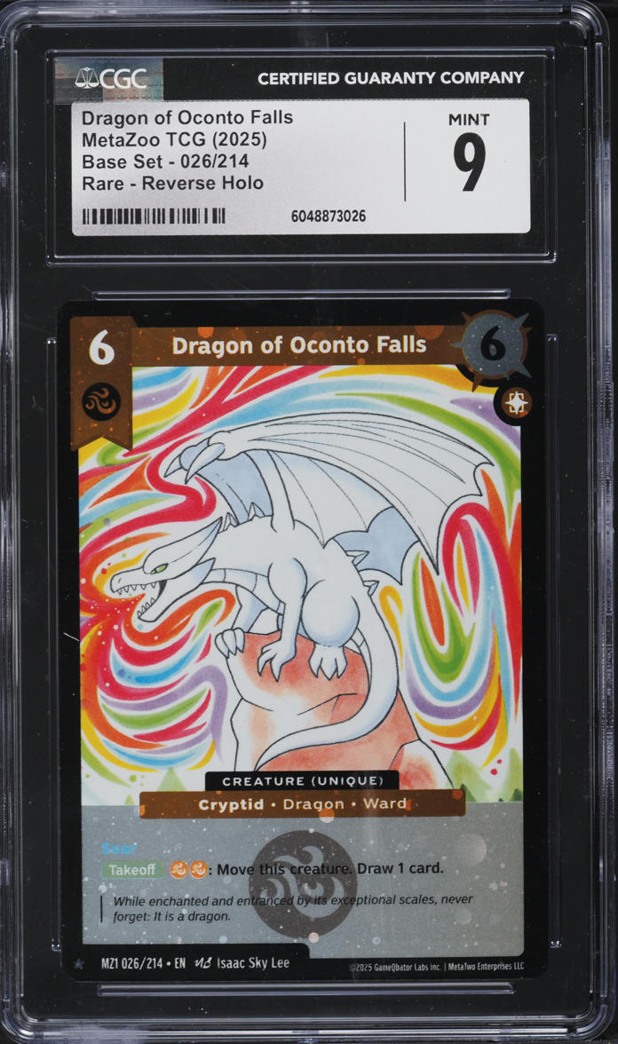 2025 MetaZoo TCG Base Set Reverse Holo Dragon Of Oconto Falls #026 CGC 9 MINT