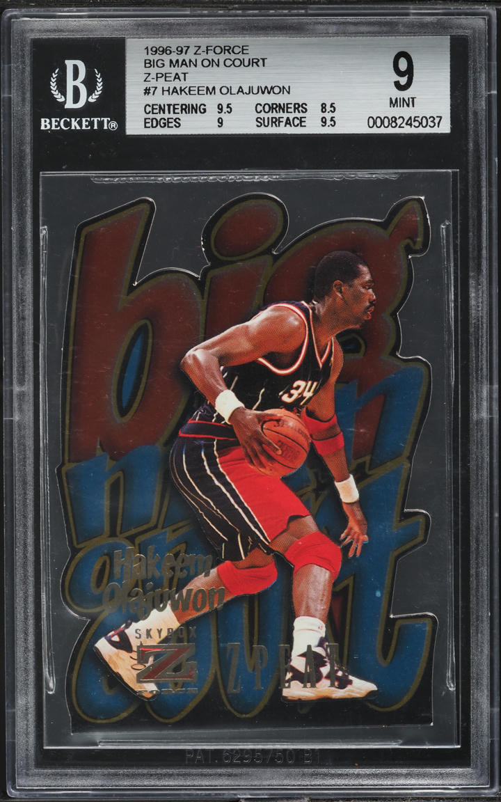 1996 Skybox Z-Force Big Men On Court Z-Peat Hakeem Olajuwon #7 BGS 9 MINT