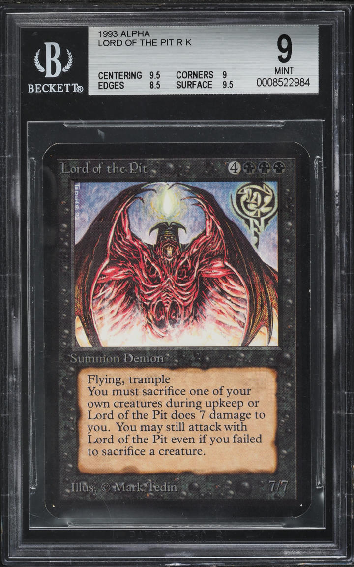 1993 Magic The Gathering MTG Alpha Lord Of The Pit BGS 9 MINT on