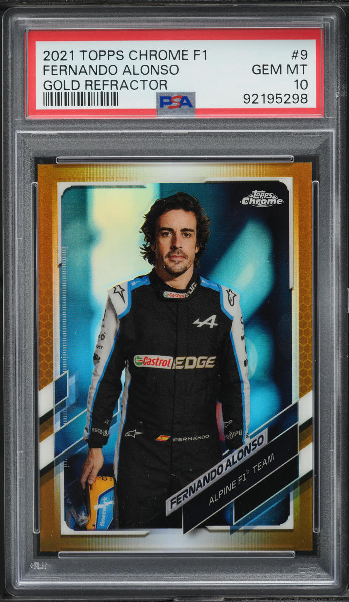 2021 Topps Chrome Formula 1 F1 Gold Refractor Fernando Alonso /50 #9 PSA 10 GEM
