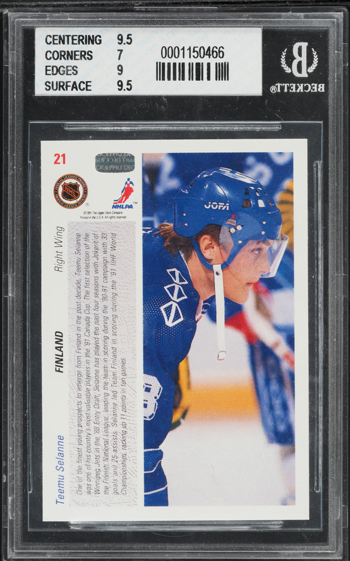 1991 Upper Deck Hockey Teemu Selanne ROOKIE #21 BGS 7.5 NRMT+