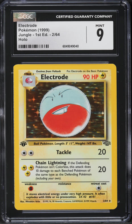 1999 Pokemon Jungle No Symbol Holo Electrode #2 PSA 9 MINT on