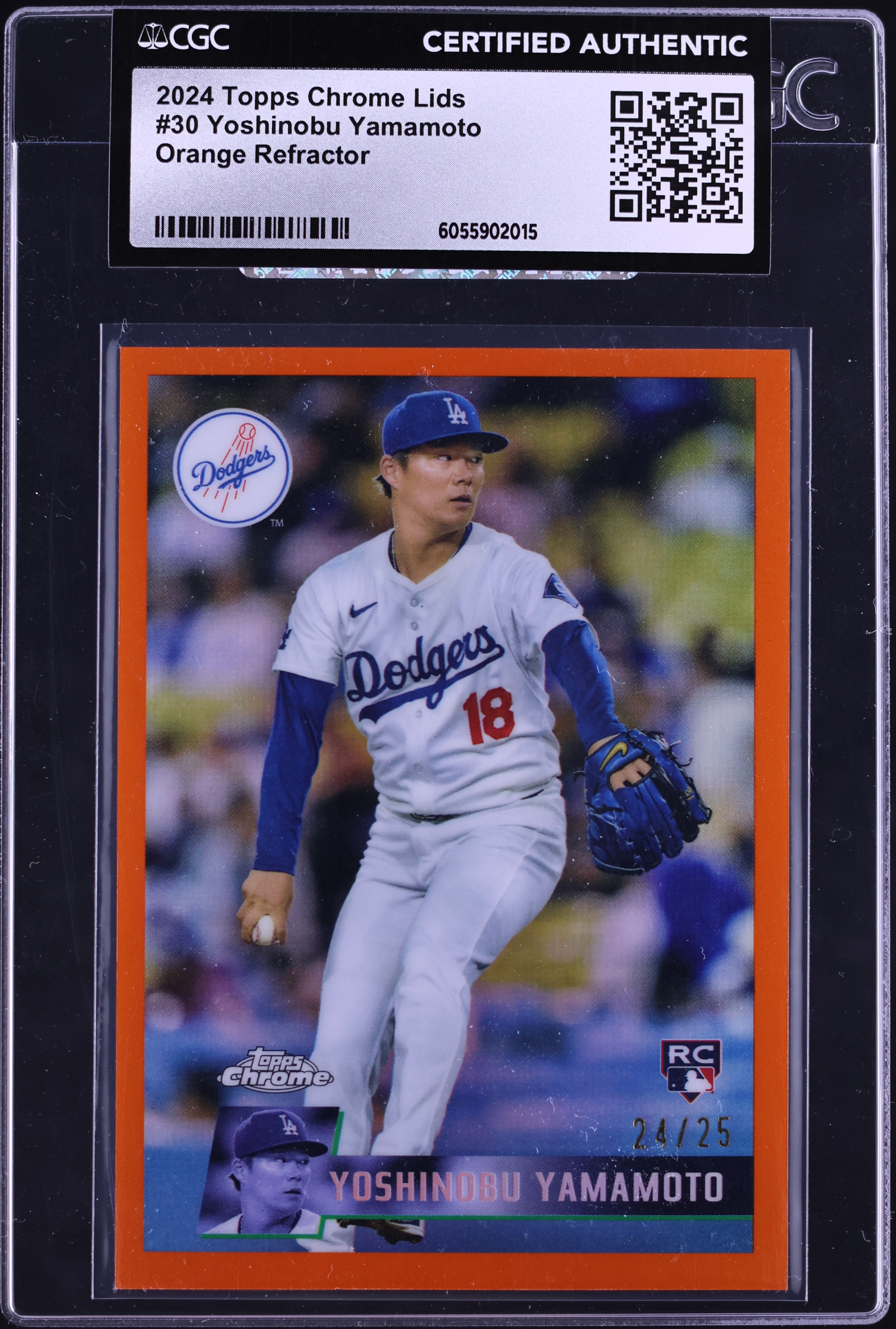2024 Topps Chrome Lids Orange Refractor Yoshinobu Yamamoto ROOKIE