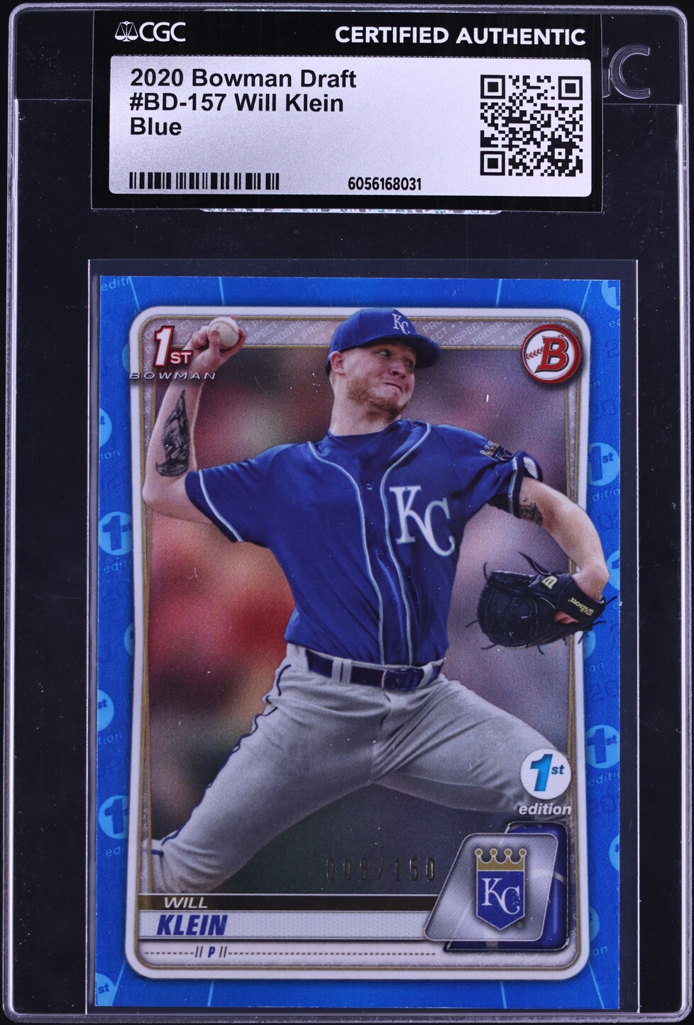 2020 Bowman Draft 1st Edition Blue Will Klein PROSPECT /150 #BD-157 CGC AUTH
