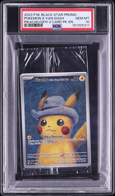 van gogh pokemon pikachu card With Grey Felt Hat #085 [Pokemon X Gogh] PSA 10 [Black Star Promo 2023] This legendary crossover promo Pikachu Van Gogh Promo Custom