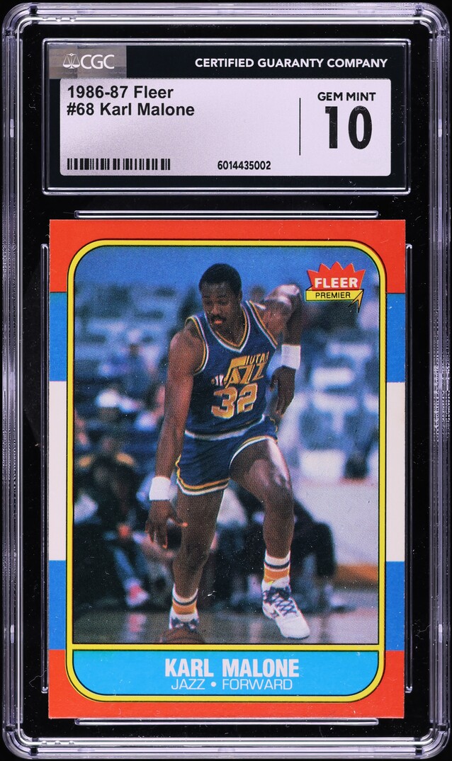 1986 Fleer Basketball Karl Malone ROOKIE #68 CGC 10 GEM MINT