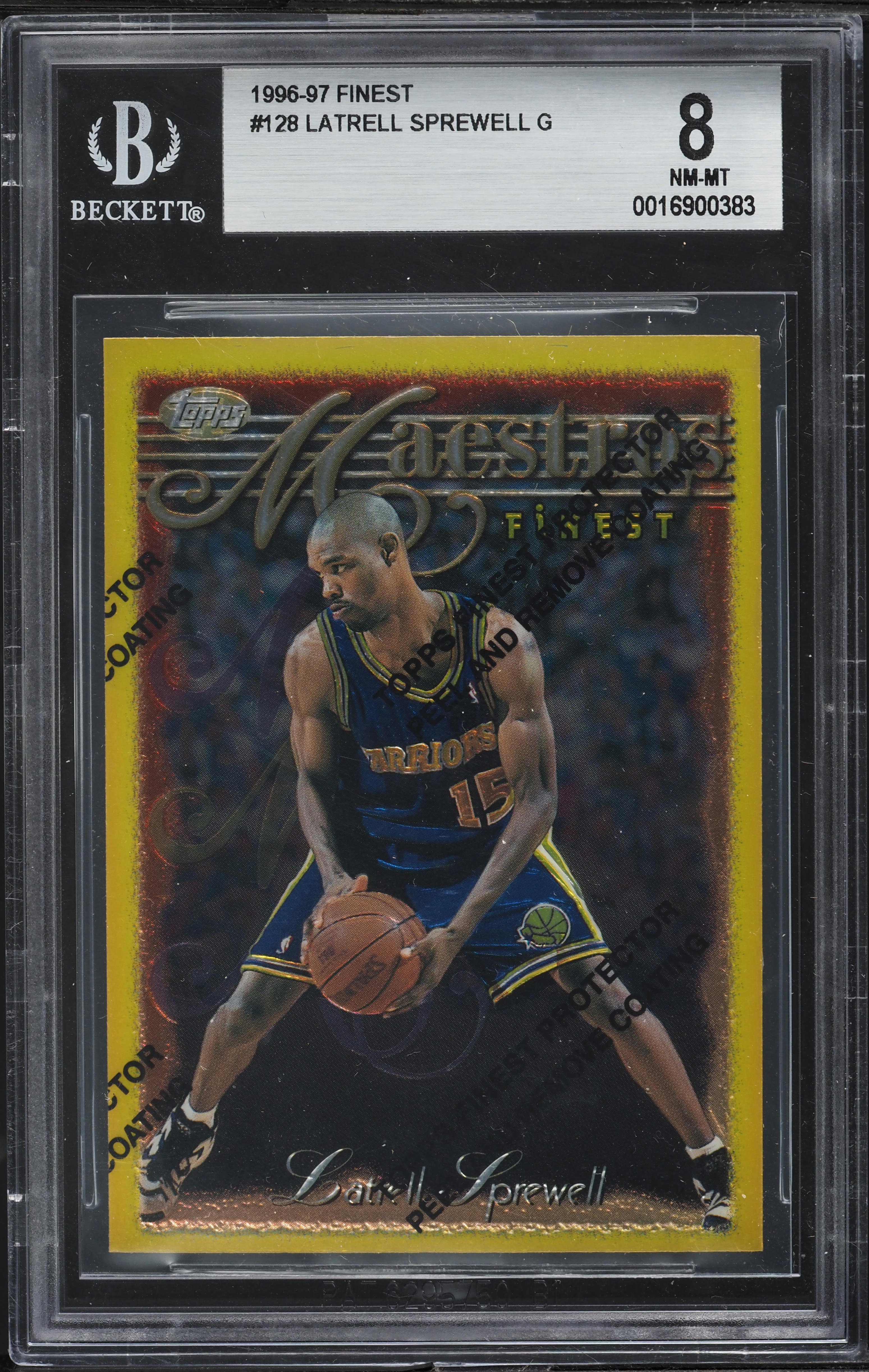 1996 Finest Basketball w/ Coating Latrell Sprewell #128 BGS 8 NM 
