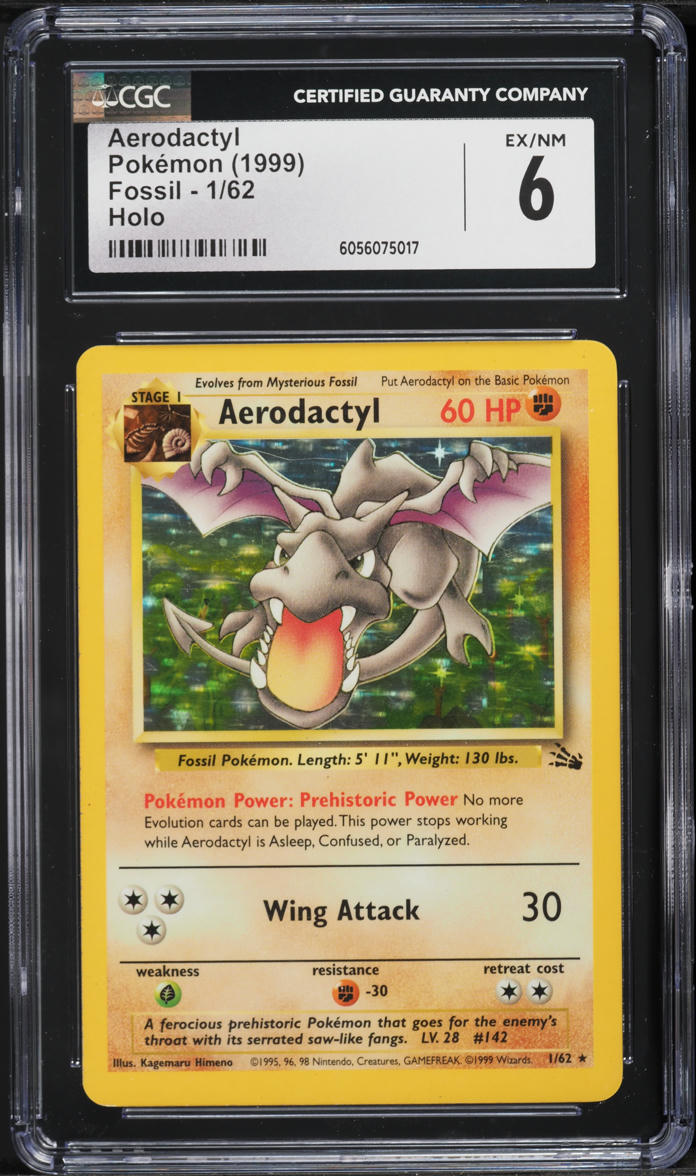 1999 Pokemon Fossil Holo Aerodactyl #1 CGC 6 EXMT