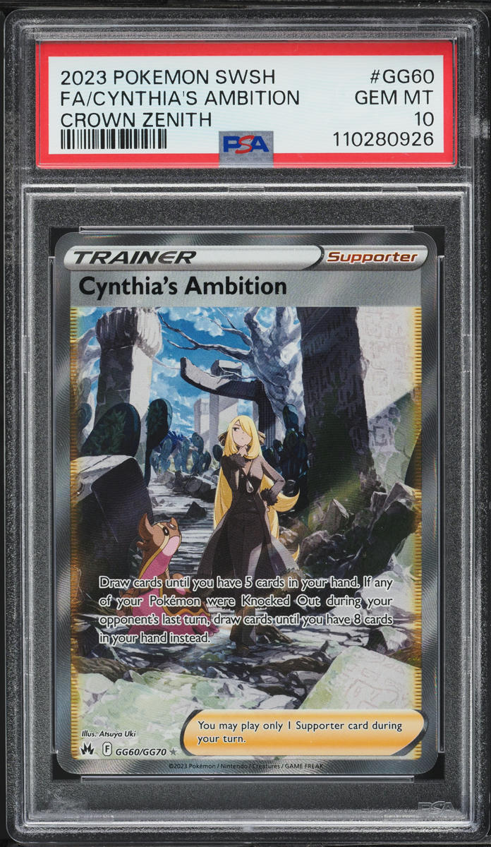 2023 Pokemon SWSH Crown Zenith Full Art Cynthia's Ambition #GG60 PSA 10 GEM MINT