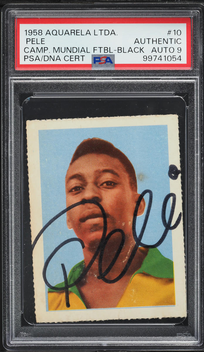 1958 Editora Aquarela Black Number Pele ROOKIE AUTO DNA 9 #10 PSA