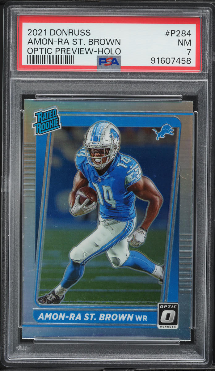 2021 Donruss Optic Preview Holo Amon-Ra St. Brown ROOKIE #P284 PSA 7 NRMT
