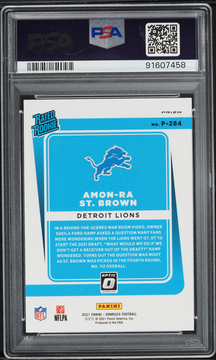 2021 Donruss Optic Preview Holo Amon-Ra St. Brown ROOKIE #P284 PSA 7 NRMT