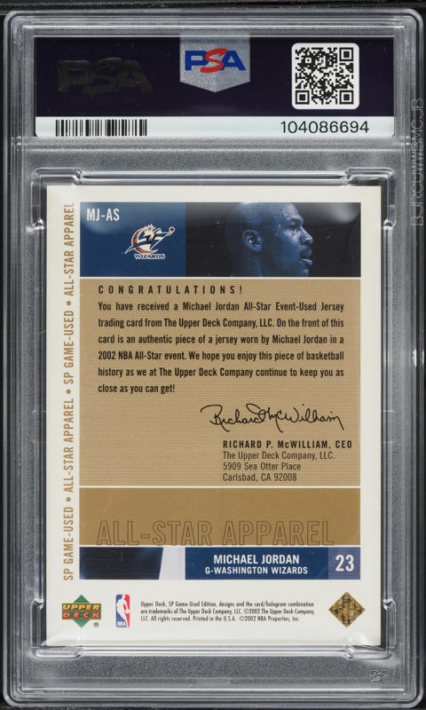 2002 SP Game Used All-Star Apparel Gold Michael Jordan PATCH /100 